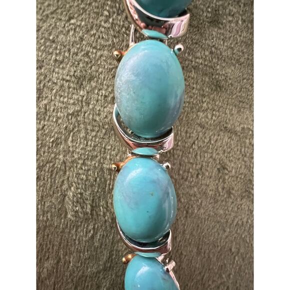 Vintage Coro Faux Turquoise Cabochon Thermostats Necklace Chocker 1950 1960 - Picture 7 of 7